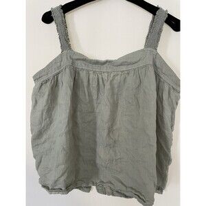 Cynthia Rowley Sage Green 100% Linen Top Back Buttons SZ L